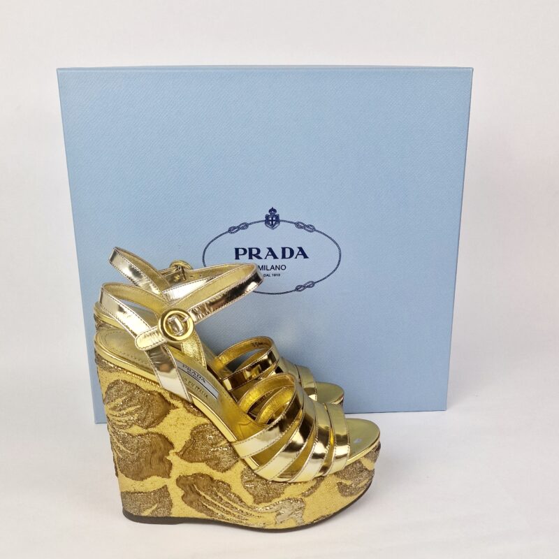 Prada – Fabulous Gold Wedge Platforms 2018