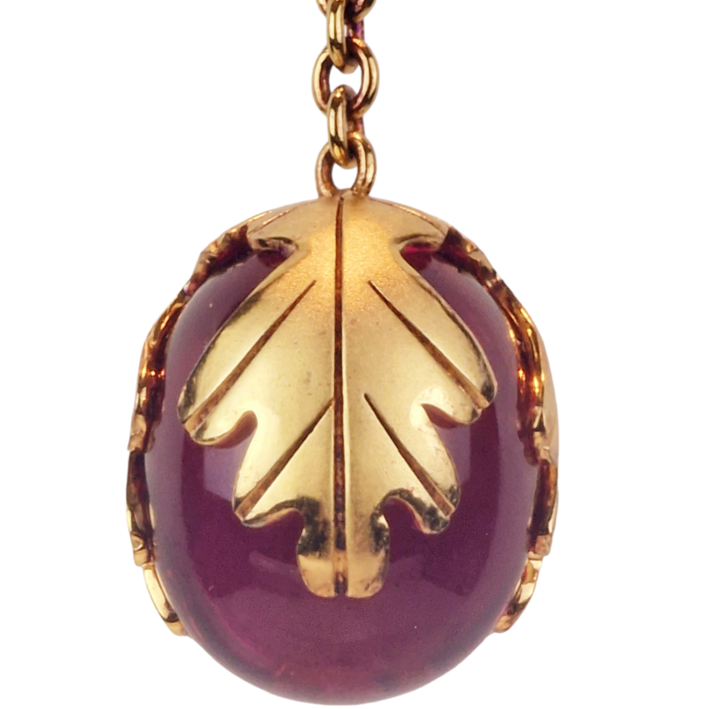 Baccarat Oak Leaf Crystal Pendant Necklace on a Gold Plated Silver Chain c.2010