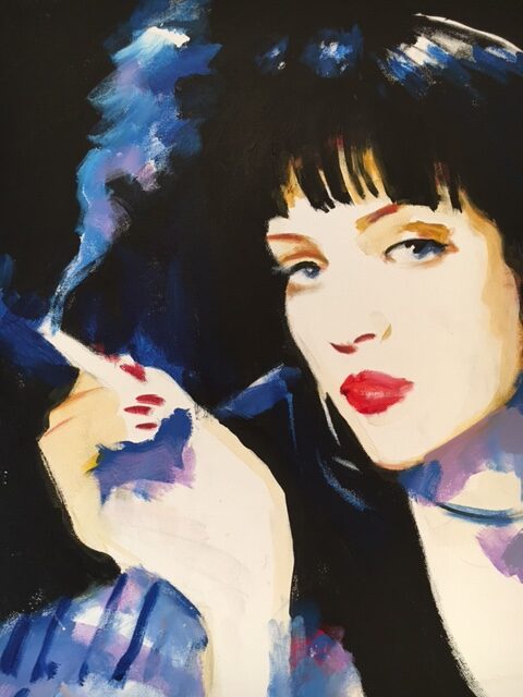 Marc Grimshaw British Manchester Artist – Original Oil Painting of Uma Thurman in Pulp Fiction c.1994