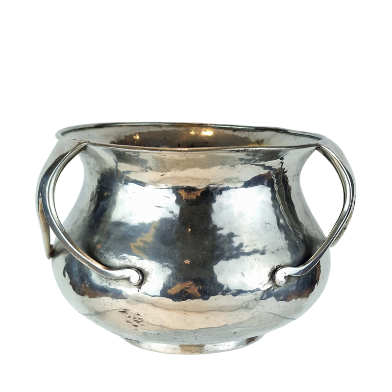 A stunning, Liberty and Co, Art Nouveau, hand hammered, polished, Tudric pewter bowl or planter, English, c.1910.